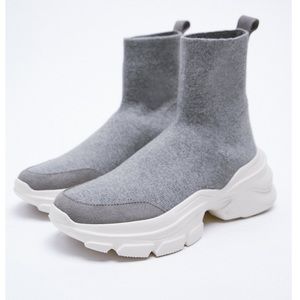 Zara Stretchy Knit Sock Sneakers